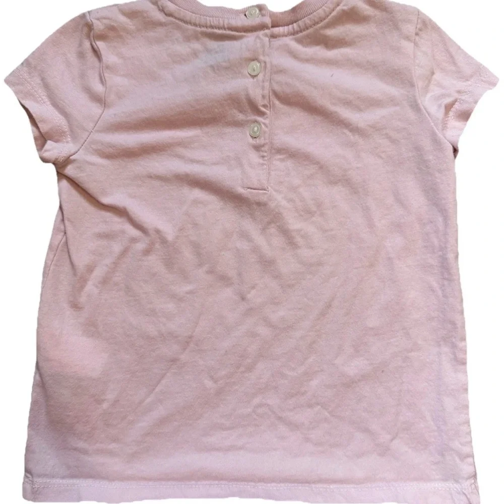 Ralph Lauren 18 Month Girl’s Shirt Polo Logo With Bear Pale Pink 3 Buttons Back